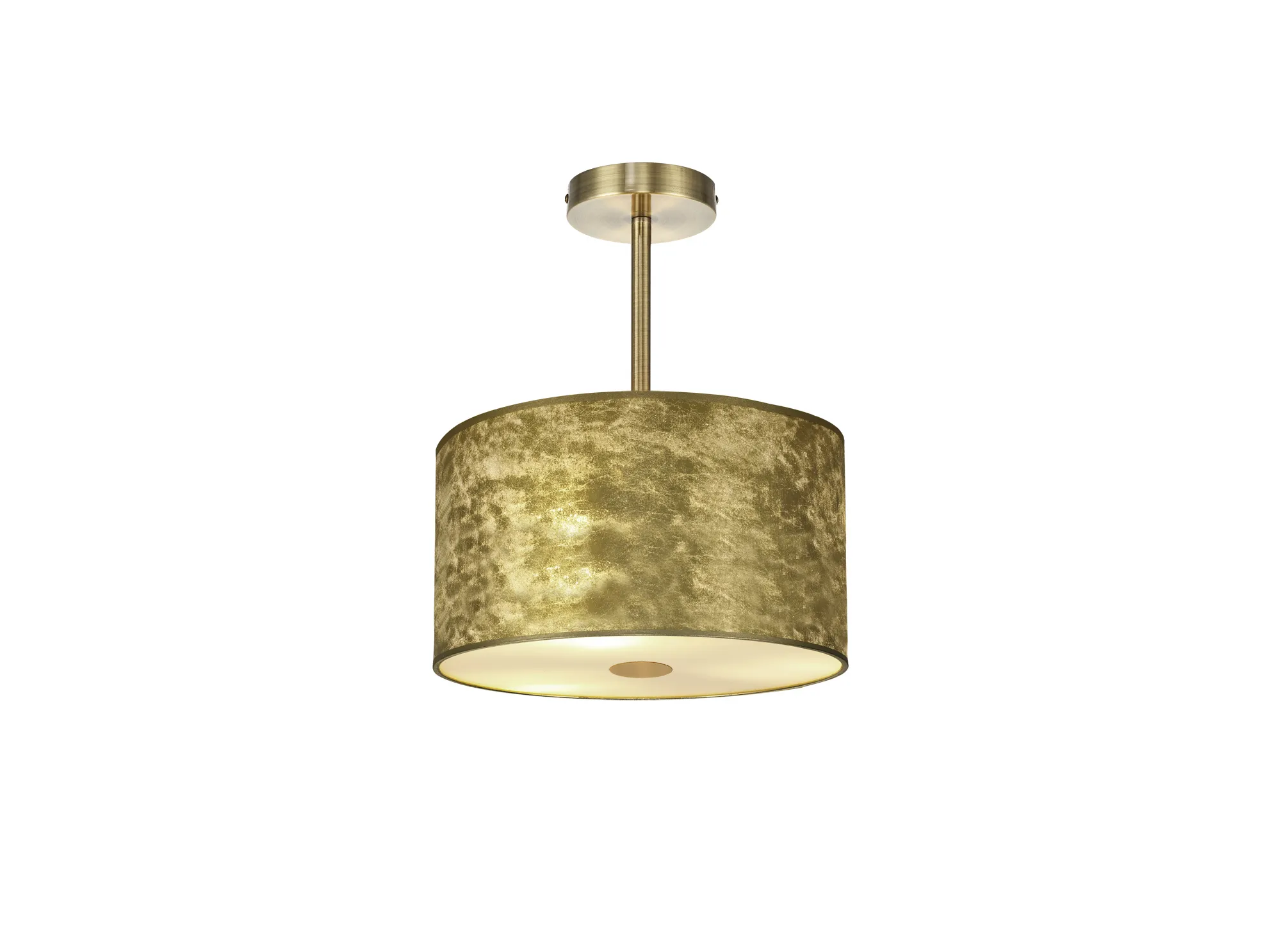 DK0824  Baymont 30cm Semi Flush 1 Light Antique Brass; Gold Leaf; Frosted Diffuser